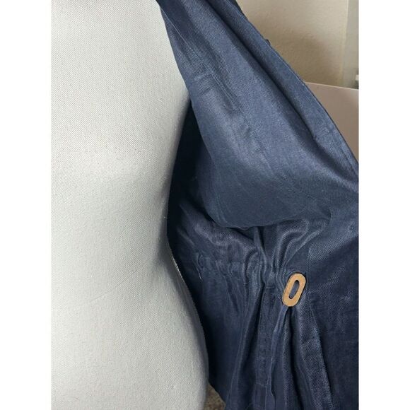 Lauren Ralph Lauren Women’s Blue 100% Linen Cinched Waist Hooded Jacket Sz M - Picture 5 of 7